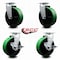 Service Caster 6 Inch Green Poly on Cast Iron Swivel Caster Set with Roller Bearings 2 Brakes SCC-20S620-PUR-GB-2-TLB-2 - alternate 5
